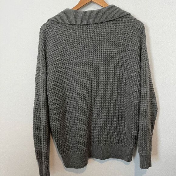 Madewell Waffle-Knit Henley Sweater - Grey - 1X - Picture 4 of 8